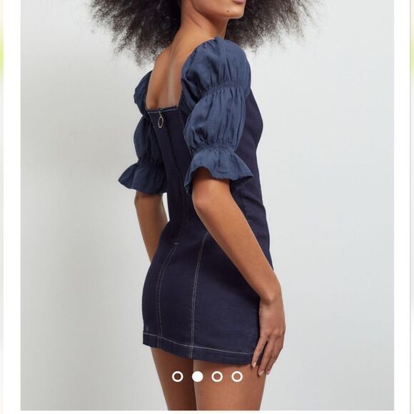 Urban Outfitters denim mini dress with tired sleeves size M New , no tag - Picture 3 of 6